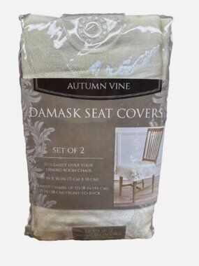 Autumn Vine Damask Dining Chair Seat Covers 28" x 36" NEW IVORY